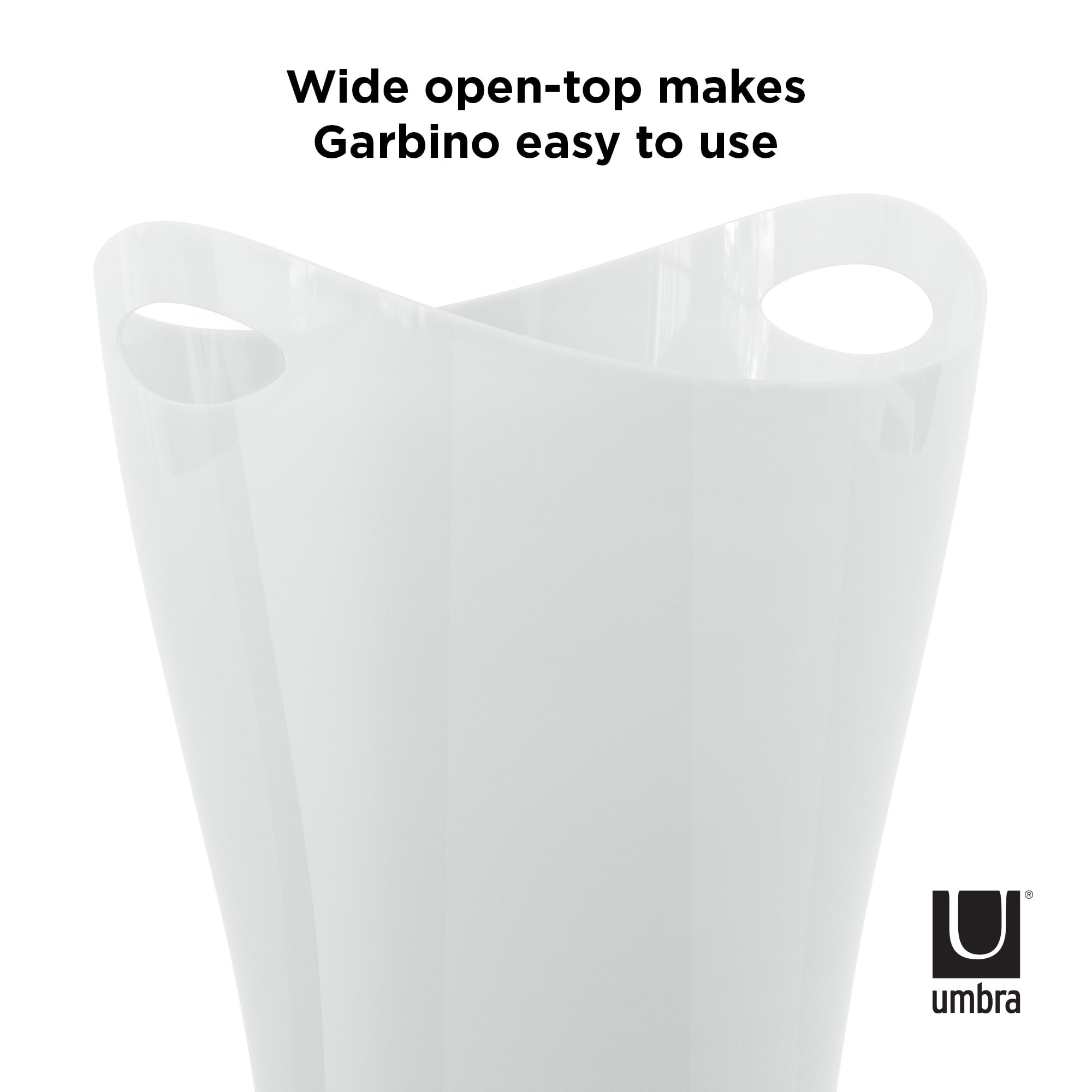 Umbra 2.25 gal Garbino Plastic Open Top Bathroom Trash Can, White