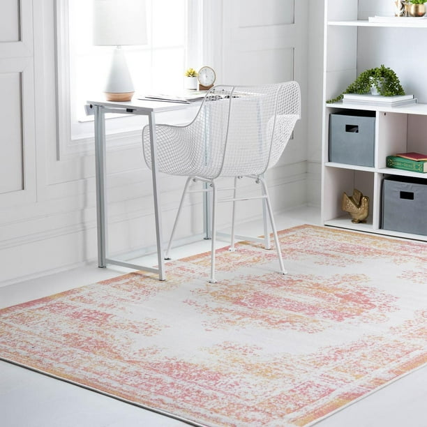 Lucerne Collection Area Rug 5X8 Ivory LowPile Rug Perfect