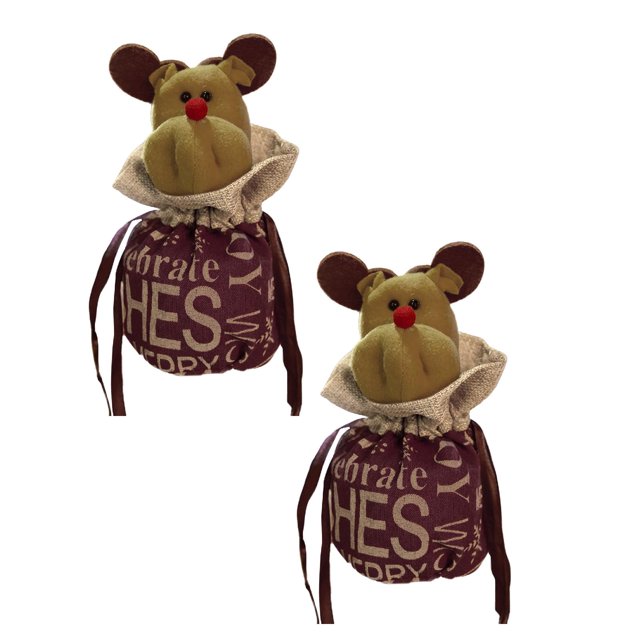 Oleegame 2PC Christmas Drawstring Bag 3D Design Fabric Gift Bags For Favors And Decorations Super Cute Snowman
