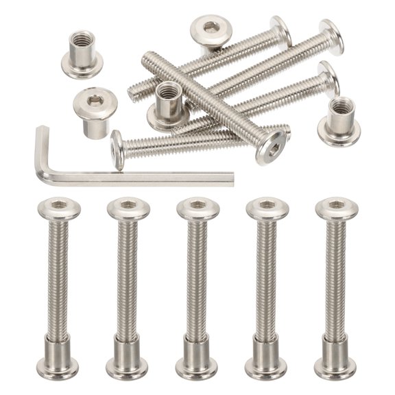 Uxcell Hex Drive Socket Cap Bolt, Chicago Screw Binding Post Screw Carbon Steel Dowel Nut with Hex Wrench Silver M6x50mm