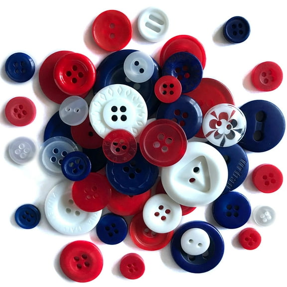 BUTTONS GALORE BIG BAG OF COLORFUL CRAFT & SEWING BUTTONS 4.5 OZ (APPROX 150  PCS) PATRIOTIC MIX