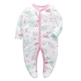 thumbnail image 6 of ATAIKU Infant Baby Girls' Sleep and Play Footed Pajamas One-Piece Sleeper Button Romper Jumpsuit Cotton PJs For Newborn, 6 of 7