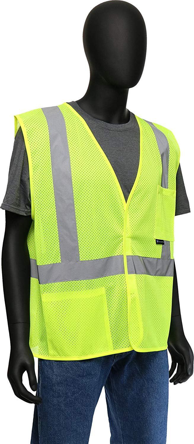 West Chester 47205 Class 2 High Visibility ANSI Compliant Work Wear Economy Mesh Vest Lime Green Medium 
