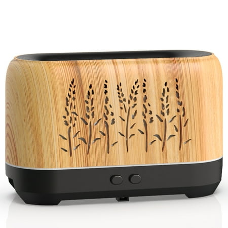 

Homeex 200ml Wood Grain Aroma Diffuser Hollow Lavender Flame Humidifier Light wood grain USB