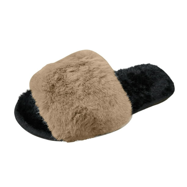 nsendm Women Shoes Adult Female Night Slippers for Women Ladies Fashion Winter Warm Solid Plush Flat Bottom Open Womens Slippers Size 9 Indoor Outdoor