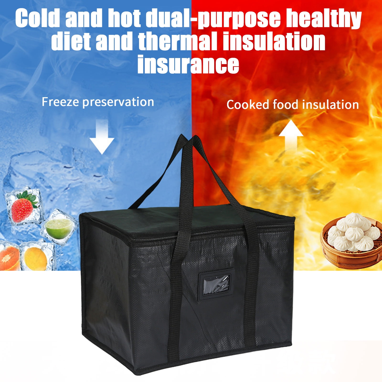 Sac Isotherme 40 L - Grand Format Pliable - Pour Courses, Pique-nique, Camping - Noir - Réutilisable
