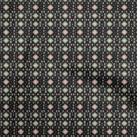 oneOone Polyester Spandex Black Fabric Asian Kilim Dress Material Fabric Print Fabric By The Yard 56 Inch Wide
