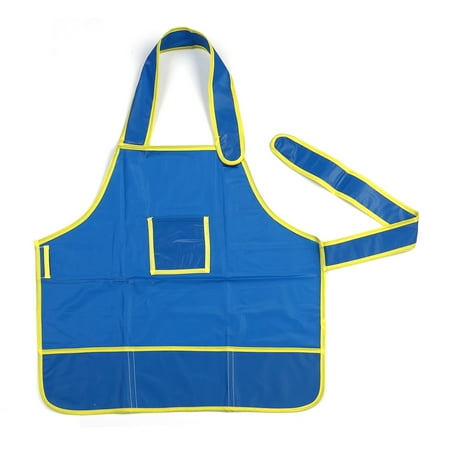 Waterproof Children Art Smock, Ultimate Stationery, Kids Blue Apron with 4 Big Pockets Great for Painting, Gluing and Messy Crafts,Paints and Brushes not Included