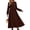 Z-Dark Brown, variant on UVN Fall Long Dress for Women Crewneck Casual Long Sleeve Pleated Dresses with Pockets