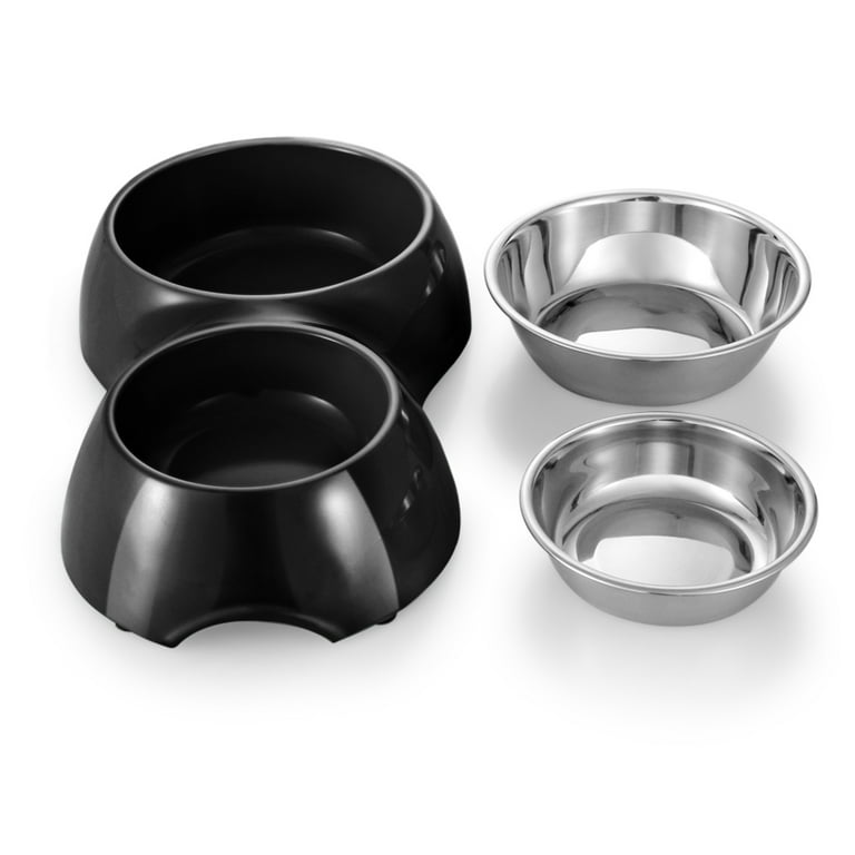 Flexzion Double Dog Bowl - Double Stainless Steel Food and Water Bowls for  Dogs and Cats - Raised Puppy Food and Water Bowls - Non-Slip Pet Bowl for