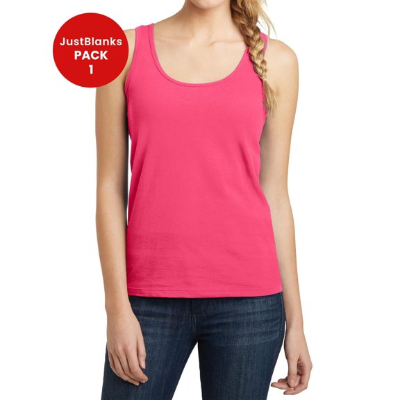 JustBlanks Girl's Sleeveless Junior's The Concert Tank Top 4.3-ounce, 100% Soft Spun Cotton Scoop Neck Tank Top for Girl - Neon Pink - 4X-Large