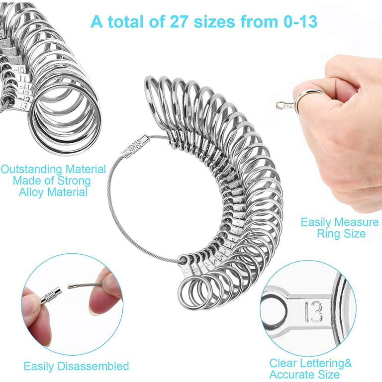 Lucwi Ring Mandrel Sizer Tool with Metal Mandrel Finger Sizing Measuring  Stick Steel Rod, 27 Pcs Ring Sizer Guage Circle Models, Jewelry Sizer Tool