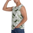 thumbnail image 3 of Fotbe Men's green plaid Moose tree Print Men's Sleeveless Muscle Tank Tops Casual T-Shirts for Gym Workout Beach-Medium, 3 of 8