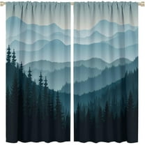 Mountain Blackout Curtains Misty Forest Nature Woodland Scenery Landscape Art Print for Living Room Bedroom Kitchen Decor Rod Pocket Window Drapes 2 Panels 84x84in