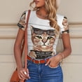thumbnail image 6 of KLL Women 's Crew Neck Bodysuit Jumpsuits Cat Holding Mugshot Sign Print Short onesies Stretch T Shirts, 6 of 7