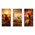 thumbnail image 2 of Designart "Cattle Silhouette Charm II" Animals Framed Wall Art Set Of 3 - Orange Cattle Frame Gallery Wall Set For Home Decor, 2 of 6