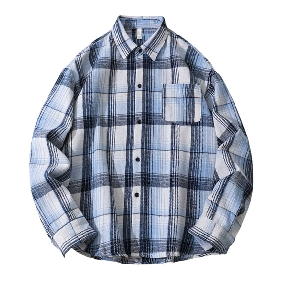 UYYX Mens Button Up Shirts Long Sleeve Men Shirts Casual Mens Flannel Shirts Long Sleeve Lightweight Plaid Shirt Casual Button Down Shirts Jacket L