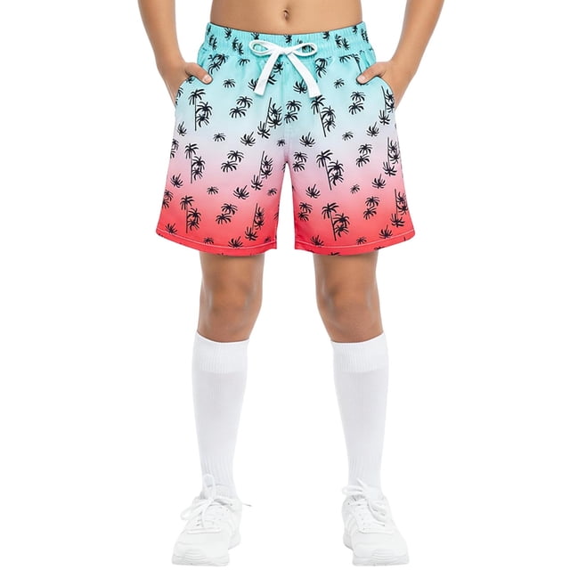 Boys' Swim Trunks For Kids 5 in Inseam Quick-Dry Beach Shorts with Drawstring Waist For Surfing Vacation and Pool Party
