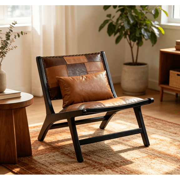 Modern Boho Accent Chairs with Solid Wood Frame for Living Room,Mid Century Lounge Chair,Side Chair Indoor