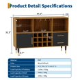 thumbnail image 2 of BouPower 47in Wine Bar Cabinet, Modern Kitchen Sideboard Buffet Cabinet Wood Liquor Coffee Bar with Charging Station LED Lights and Wine Racks for Living Room Dining Room, 2 of 6