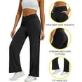 thumbnail image 5 of Womens Yoga Pants Wide Leg Pants Work Lounge Pants Crossover High Waisted Loose Casual with Pockets, 5 of 7