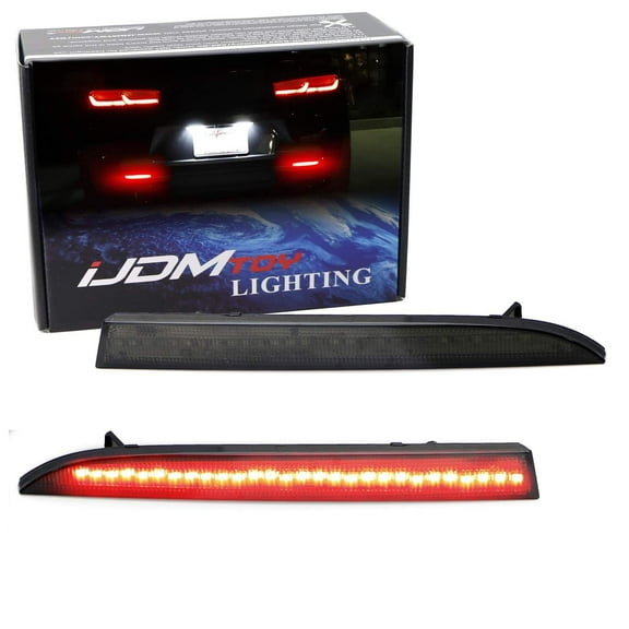 Black Smoked Lens 28-SMD Red LED Bumper Reflector Lights For 2016-up Gen6 Chevrolet Camaro, Function as Tail/Brake or Rear Fog Lamps