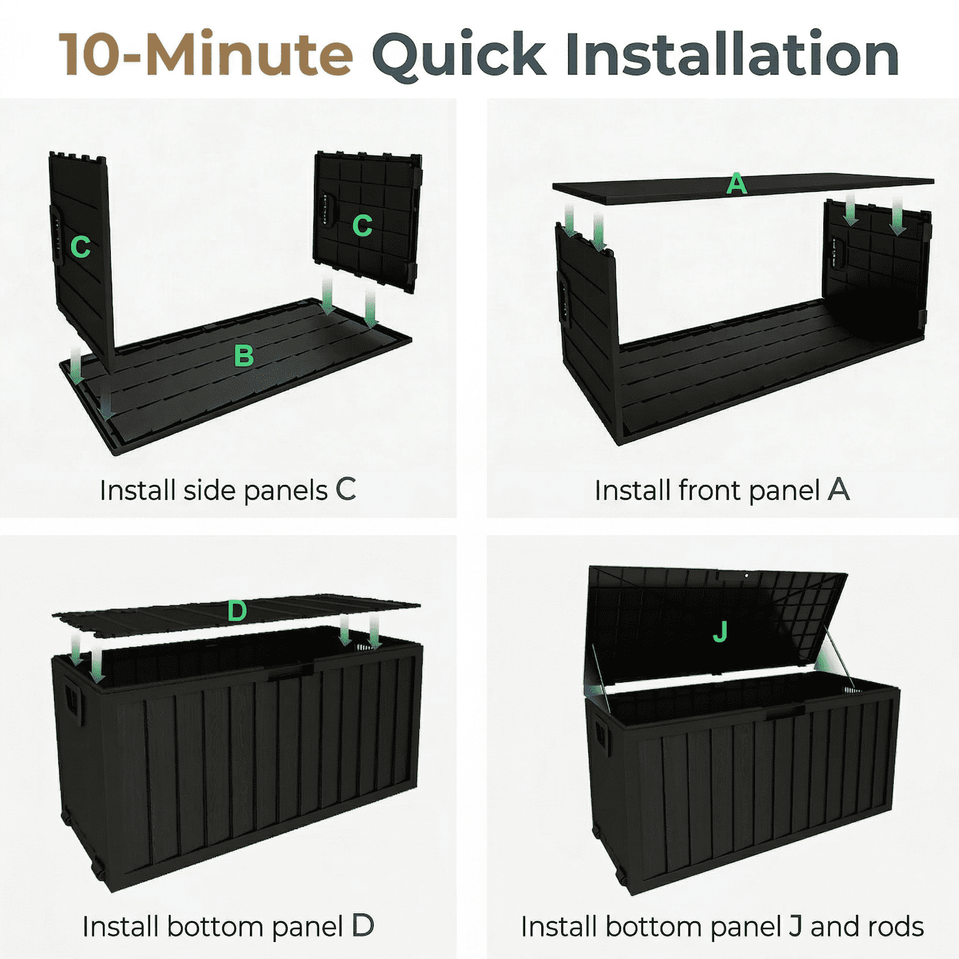 75 Gallon Outdoor Storage Box, Waterproof Lockable Deck Box, Heavy Duty Patio Cushion Storage Bin with Wheels & Seat, Resin Outdoor Storage for Garden Tools, Pool & Backyard – Black