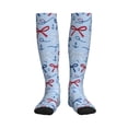 thumbnail image 2 of Socks Calf Pressure Socks Breathable Moisture Absorbent 11.8in×7.9in Full Print Designed For Hiking Walking Sports Nautical Theme Thin Ribbon Bow Pattern 1 Black, 2 of 8