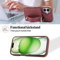 thumbnail image 5 of ELEHOLD Case for iPhone 16, Shockproof PU Leather Crossbody Wallet Case with Wrist Strap & Kickstand & Card Holder,Winered, 5 of 8