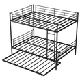 thumbnail image 6 of PAPROOS Metal Bunk Bed with Trundle, Heavy Duty Full Over Full Bunk Bed Frame with 2 Ladders and Full-Length Guardrails, Bunk Bed No Box Spring Needed (Black), 6 of 8