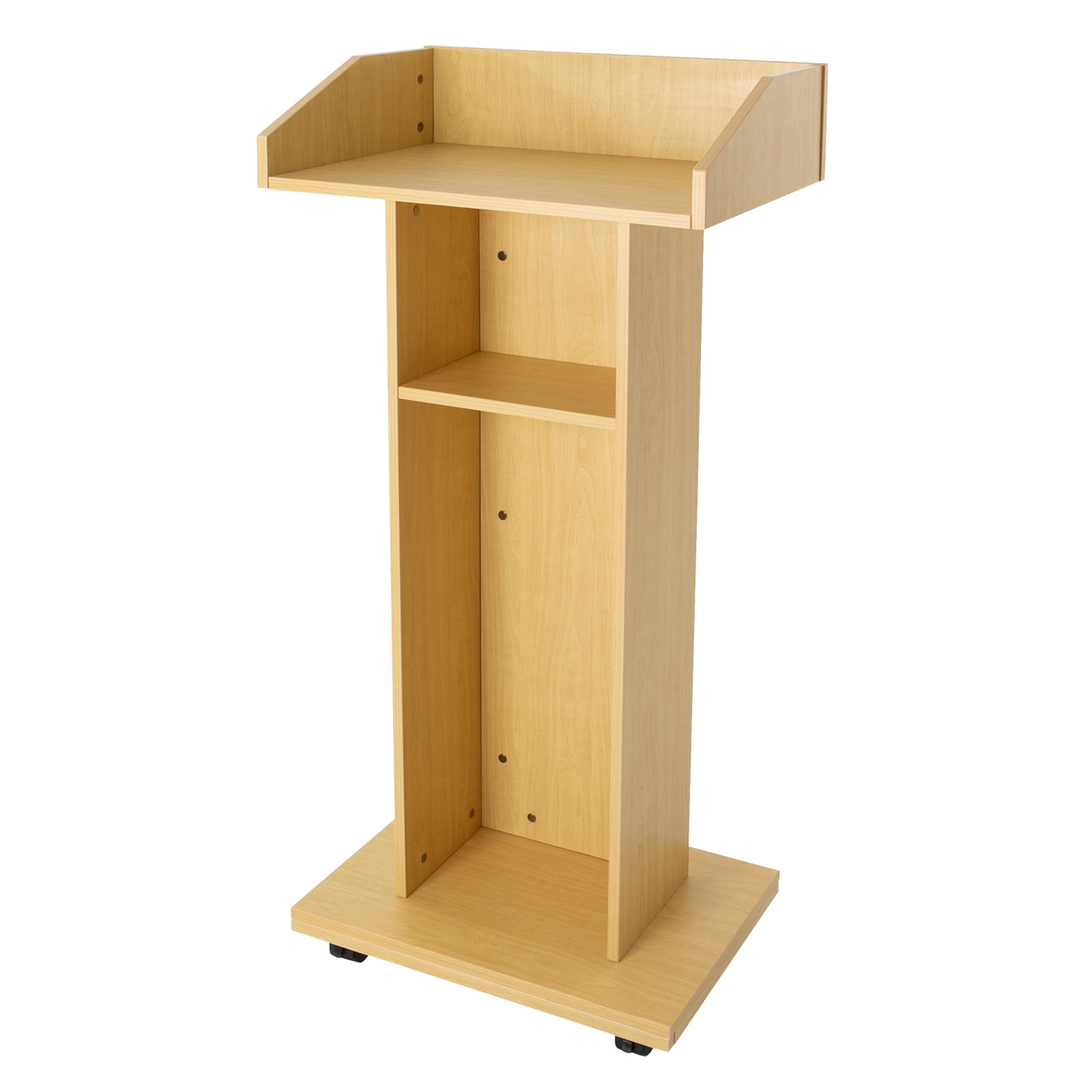 Dwellnix Adjustable Mobile Presentation Stand, Portable Lectern with Large Storage, 360° Swivel Wheels, Ideal for Office, Classroom, Church & Meetings