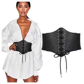 5367 Leather Corset Belt For Women Elastic Costume Waist Lace-up Tied JASGOOD Women main image 4