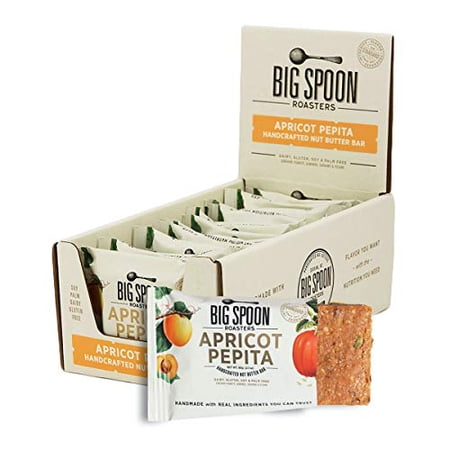 Big Spoon Roasters Apricot Pepita Nut Butter Bars - Low Carb, High Protein Bars with Non-GMO Pea Protein - Energy Bars with Peanut & Pepita Nut Butters - Gluten-free, Soy-free Protein B