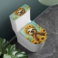 thumbnail image 2 of HELLHERO Comfortable and Practical Polyester Fabric Toilet Top Cover Set Elastic Edge Stylish Gifts Bathroom Toilet Lid Cover Set Soft for Bathroom, 2 of 8