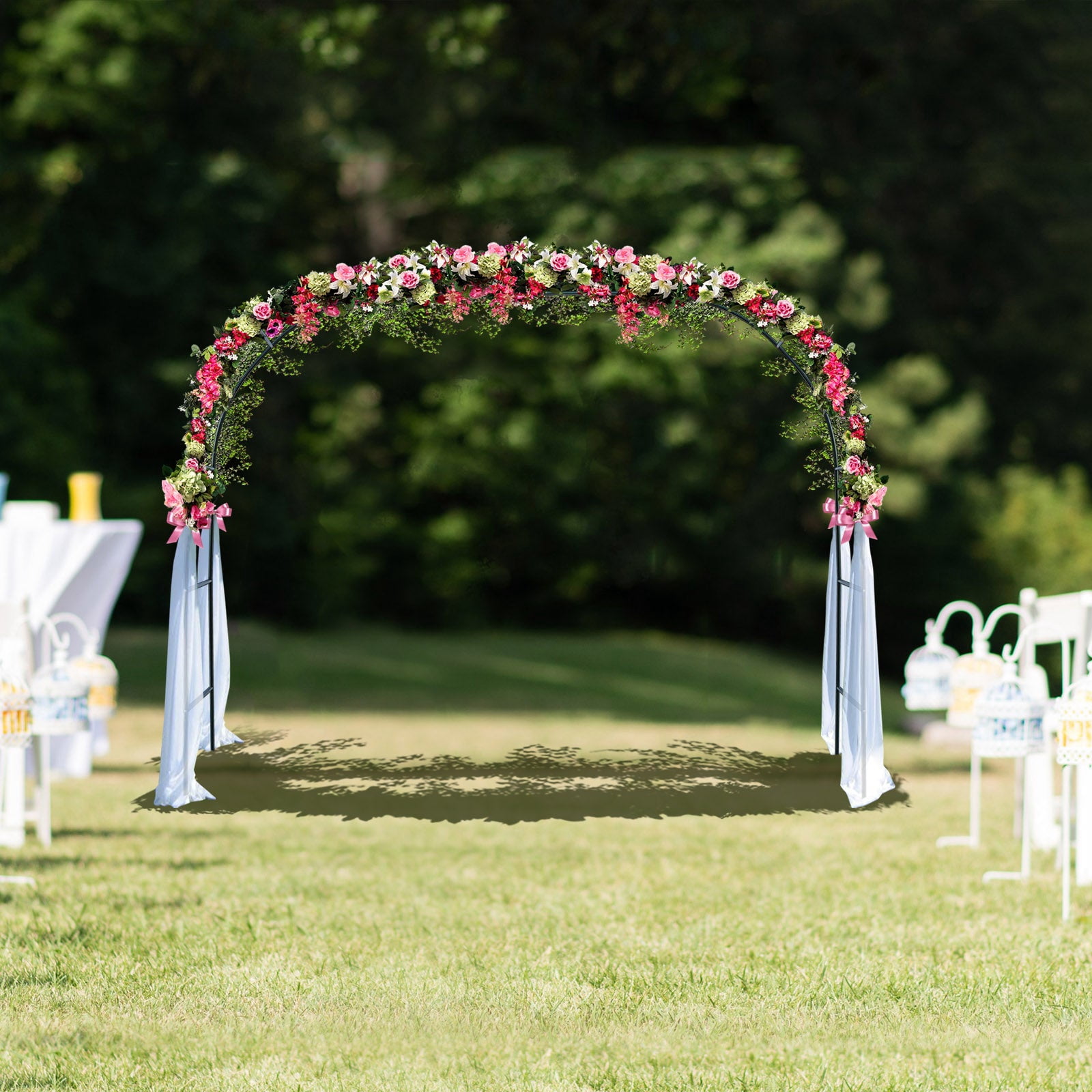 SUNNYOUTDOOR Metal Garden Arch Trellises Climbing Frame Wedding Arch Garden Arbor Outdoor Wedding Party Decoration Arbor, 90.5" W x 15" D x 74.8" H