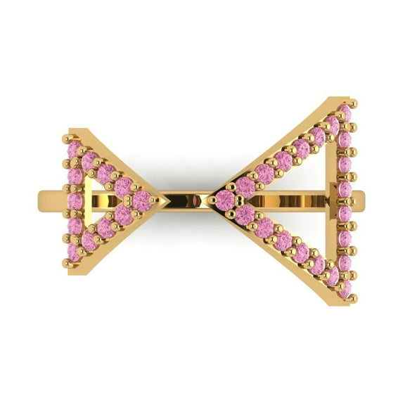 Statement Engagement Ring for Women - 0.2475ct Simulated Pink Diamond in 18K Yellow Gold Promise Ring