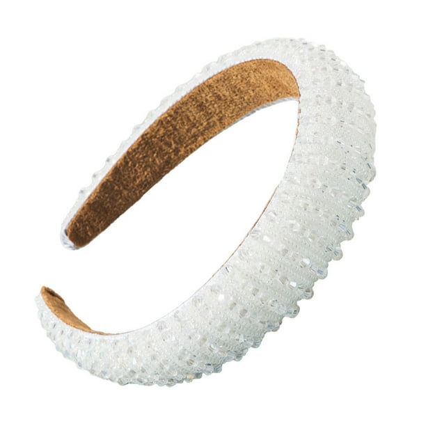 Qarigey Diadema con cuentas de cristal y diamantes de imitación, tocado de punto grueso, accesorios para peinados, tocados para mujeres y Accesorio para el cabello Blanco