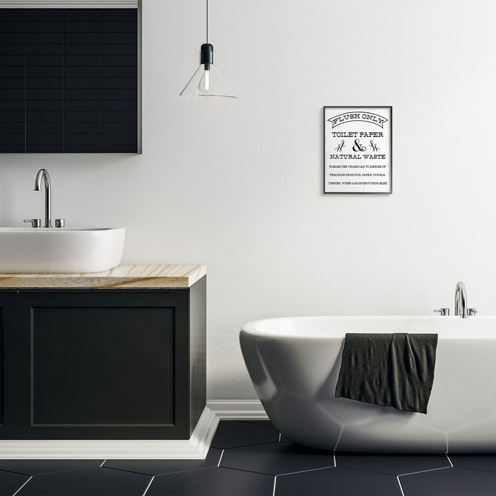Stupell Industries Flush Only Toilet Paper Rustic Bathroom Sign Designed by Daphne Polselli