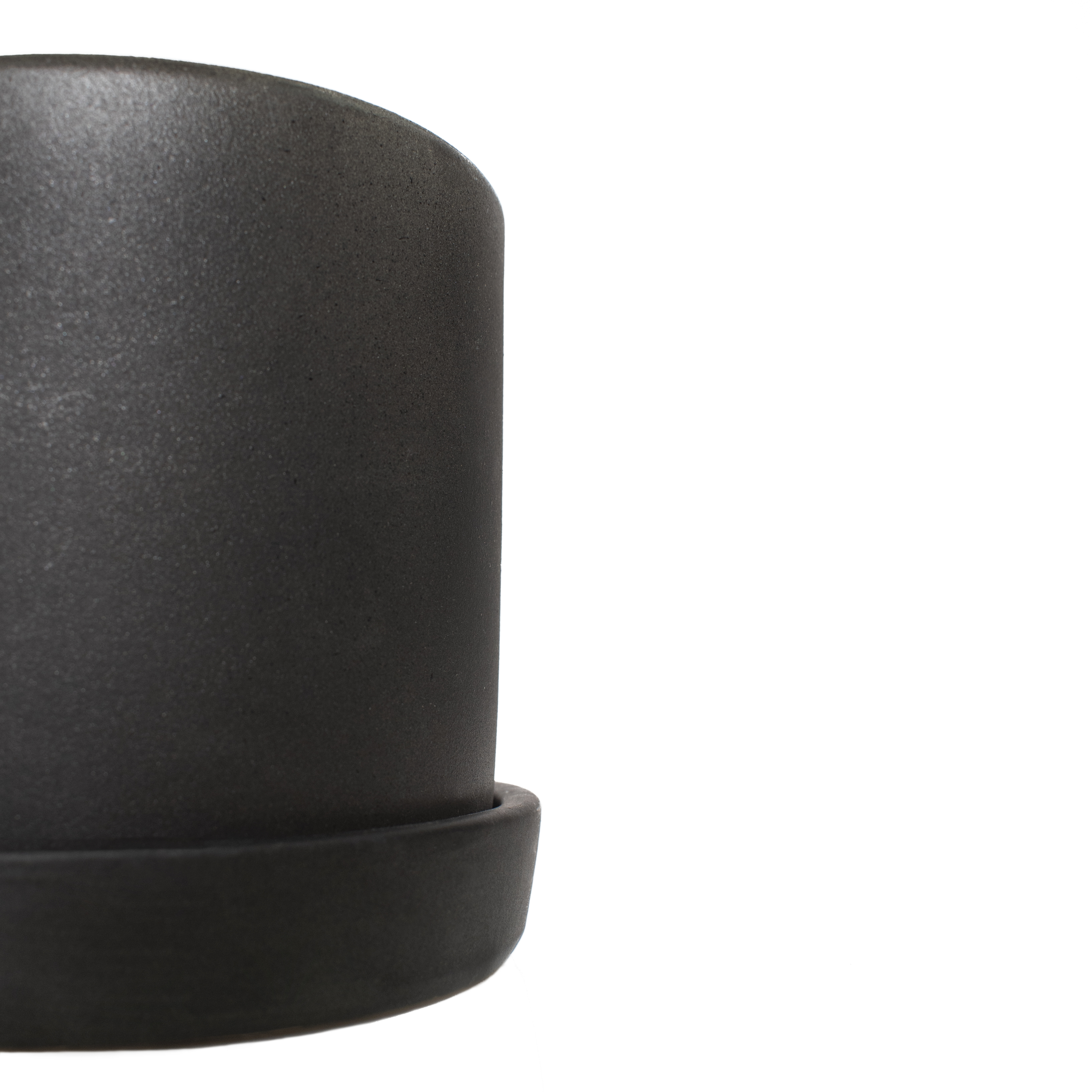 5 In. Hyde Semi Matte Black Container with Saucer - 1 Piece