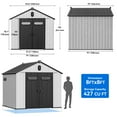thumbnail image 2 of Dextrus 8x8ft Outdoor Resin Storage Shed with Floor, 427cuft Garden Shed with Lockable Door, Windows & Vents, Plastic Tool Storage, Waterproof, 2 of 5