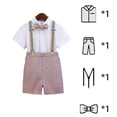 thumbnail image 2 of LYMAYTER ‌‌Boys Toddler Formal Wear Suit Set Short Shirt Shorts Bowtie Suspenders Summer Wedding‌ 1-11Y, 2 of 8