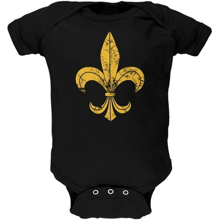 

Mardi Gras-Distressed Fleur-de-lis Black Soft Baby One Piece - 3-6 months