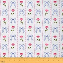 Homewish Girly Blue Bowknot 01 for Female, Romantic Rose Floral Room Decor Fabric by the Yard, Kawaii Princess Style Sewing Fabric, Luxury Bedroom Decor