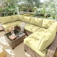 thumbnail image 5 of Pakunoda 14 Pieces Outdoor Replacement Cushions, 5” High-Density Foam Sectional Cushions Couch, 6 Seat Patio Conversation Sets for Rattan Wicker, Liner&Cover, Light Yellow, 5 of 7