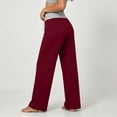 thumbnail image 3 of cocolona Womens High Waist Patchwork Yoga Pants Elastic Waist Drawstring Wide Leg Lounge Pants with Pockets, 3 of 4