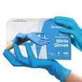 thumbnail image 1 of FifthPulse Blue Nitrile Disposable Gloves - 100 Count - 3 Mil Nitrile Gloves Small - Powder and Latex Free Rubber Gloves - Surgical Medical Exam Gloves - Food Safe Cooking Gloves, 1 of 5