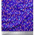 thumbnail image 1 of Soimoi Blue Poly Georgette Fabric Parrots Watercolor Print Fabric by the Yard 52 Inch Wide, 1 of 3