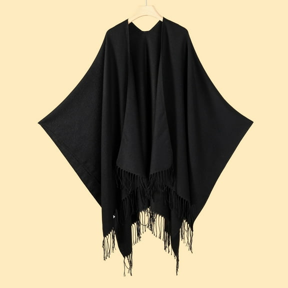 Inglocry Pashmina Shawl Wraps Women Knitted Shawls and Wraps Cardigan Cape Wool Shoulder Top Sweater Shawl Scarf 2025 Black