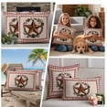 thumbnail image 5 of Country Star Plaid Outdoor Waterproof Pillow Covers, Retro Western Farmhouse Barn Berry Decorative Square Throw Pillowcase Sofa Cushion Sham for Patio/Couch/Chair, 20"x20" 2 Pack, 5 of 8