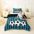 thumbnail image 4 of Erosebridal Blue Football Sport Court Twin Comforter Sets,Soccer Theme Boys Ball Games Bedding Set For Kids,Reversible Black 2-Piece, 4 of 7